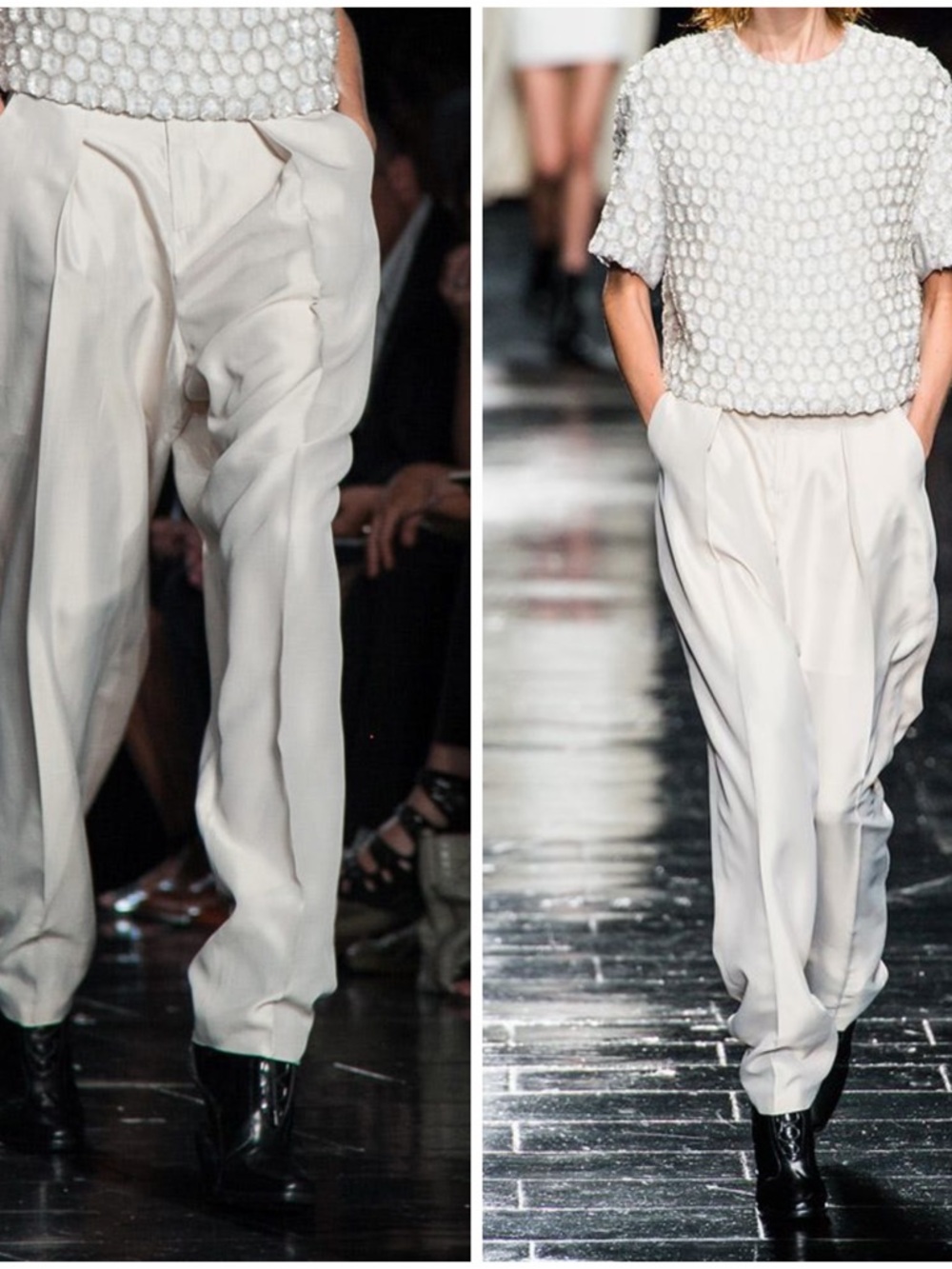 Theyskens Theory Silk White High Rise Wide Leg Trousers